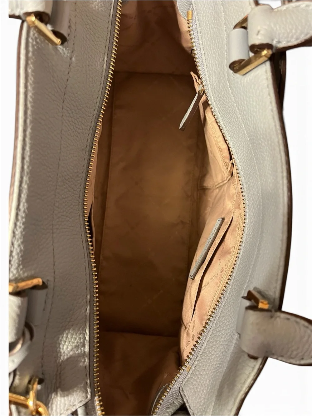 MICHAEL KORS HAMILTON SATCHEL IN LIGHT BLUE PEBBLED LEATHER